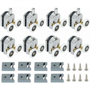 Aiducho Lot De 8 Roulette De Porte De Douche, Roulette Porte Coulissante Douche 23 Mm, Roulettes Doubles Pour Cabine De Douche, 4 Supérieures Et 4