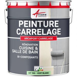 Arcane Industries - Peinture carrelage, cuisine & salle de bain, résine bi-composante : Arcapoxy carrelage - 1 kg (jusqu'à 10 m² en 2 couches) Vert