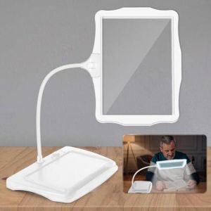 10X Rechargeable Lampe Loupe sur Pied, Lampe Loupe de Bureau Flexible &agrave; Col de Cygne 50 LED, Grande Loupe Eclairante pour la Lecture, la Couture,