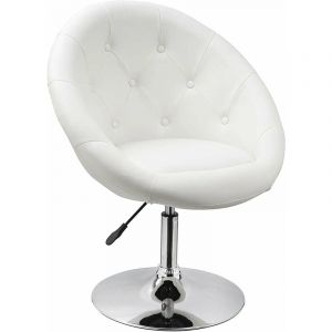 Décoshop26 - Fauteuil oeuf capitonné design synthétique pu chaise bureau blanc FAL09001