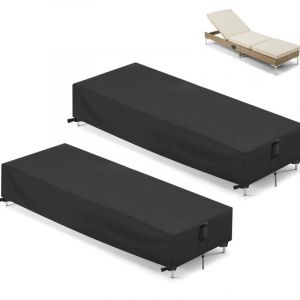 2PCS Housse pour Transat Jardin Housse de Chaise Longue de Jardin Housse de Protection Transat Bain de Soleil Ext&eacute;rieur Anti UV Housse de protection