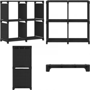 Tagère d'affichage 4 cubes Noir 69x30x72,5 cm Tissu - Étagère Bibliothèque - Meuble Rangement - Étagère Design - Étagère Ouverte - Mobilier Intérieur
