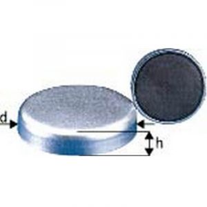 Aimant plat sans manchon taraudé, Ø d : 25 mm, Hauteur d'aimant h 7 mm, Force de maintien 40 N, Poids : 19 g