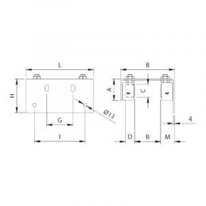 Communello - Platine guide portail réglable avec aile longue à visser, longueur 220 mm
