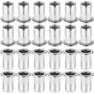 60 Pièces 304 Ecrou a Sertir M8 en Acier Inoxydable Tête Plate Ecrou Aveugle Rivet Fileté Ecrou a Rivet pour pince à insert fileté