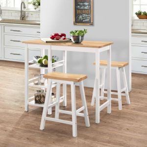 Maisonchic - Ensemble de bar 3 pcs, Table Mange-Debout Tabouret Haute Cuisine Set, Salle &agrave; Manger Bistrot mdf Blanc LCS2763 design in