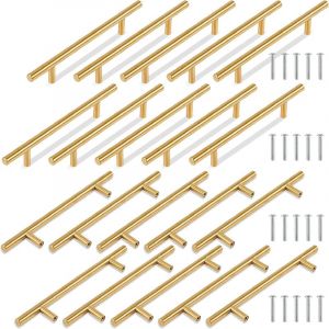 20pcs Poign&eacute;e Meuble Dor&eacute;e Poign&eacute;e de Meuble Cuisine 128mm Poignee Laiton Poign&eacute;e Tiroir Laiton Poignee Cuisine en Acier Inoxydable