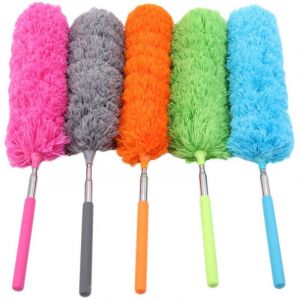 Tuserxln - Plumeau extensible 5 pièces, chiffon en microfibre, brosse de nettoyage, lavable réglable extensible avec barre télescopique
