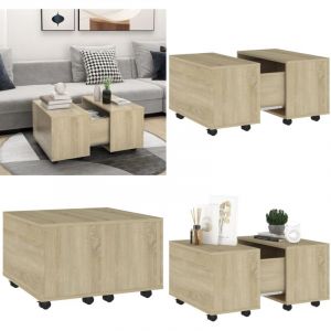 Table basse ch&ecirc;ne sonoma 60x60x38 cm bois d'ing&eacute;nierie - Table Basse - Table D'appoint - Table Ronde - Meubles Salon - Mobilier Contemporain - Home &