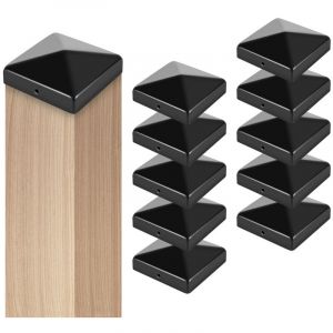 TolleTour Capuchon de poteau Chapeau Pyramide Chapeau pyramide Clôture de protection 91x91mm Noir