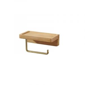 Hêtre) Porte Papier Toilette Double Installation Bois Massif Hêtre Dérouleur Support Papier wc Mural Auto-adhésif Coins Arrondis Porte Rouleau de
