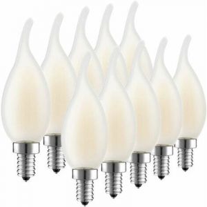 Aiperq Ampoule LED E14 &agrave; Filament, Lot de 10 Ampoules Flamme, 4 Watts Consomm&eacute;s Equivalence Incandescence 40W, 2700K Blanc Chaud et 400LM, Angle de
