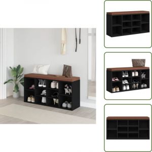 Banc &agrave; chaussures Noir 103x30x48 cm Bois d'ing&eacute;nierie - Banc Chaussure - Meuble Rangement - Banc Coffre - Organisation Chaussures - Rangement