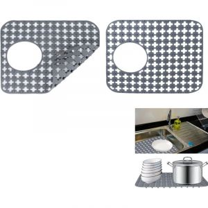 2 Pi&egrave;ces Tapis Evier Cuisine, Tapis d'&eacute;vier en Silicone Pliables Antid&eacute;rapants, Protege &eacute;vier de Cuisine, Tapis Fond Evier Cuisine pour &eacute;viers en