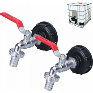 Treetalk - Robinet Cuve 1000L Robinet Recuperateur Eau De Pluie 2 pieces, Adaptateur De Réservoir d'eau ibc 1/2' Double Robinet en laiton en Fabriqué