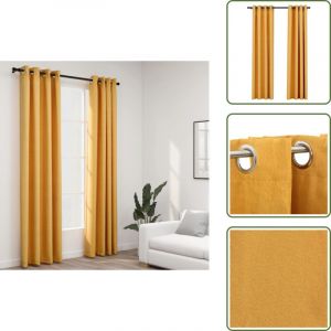 Rideaux occultants Aspect lin &agrave; &oelig;illets 2 pcs Jaune 140x225 cm - Rideaux Occultants - Rideaux Jaunes - Rideaux Lin - D&eacute;coration Int&eacute;rieure - Intimit&eacute;
