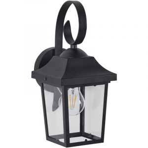 Applique Murale d'Extérieur Moderne Lampe Abat-jour Verre Métal Noir Mat Tangon