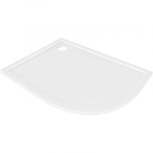 Mexen Flow receveur de douche demi-circulaire asym&eacute;trique slim gauche 100 x 80 cm, blanc brillant - 46Q108010L