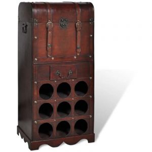 Casier à bouteilles Étagère à Vin Range bouteille avec rangement pour 9 bouteilles Bois 39947