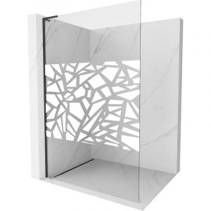 Mexen - Kioto l paroi de douche Walk-in 100 x 200 cm, motif blanc, noir - 800-100-103-70-85
