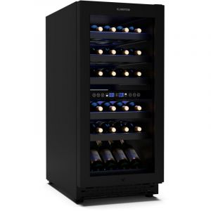 Klarstein - Vinovilla 30 Duo Cave à vin 2 zones - 32 bouteilles, 5-18°C, led tactile, silencieux 39 dB, noir mat, encastrable, Cave à vin éclairée