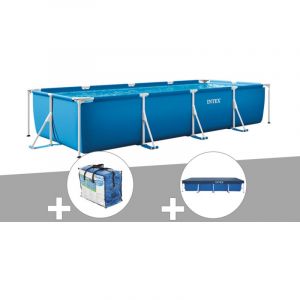 Kit piscine tubulaire rectangulaire 3,00 x 2,00 x 0,75 m + Bâche de protection + Bâche à bulles - Intex