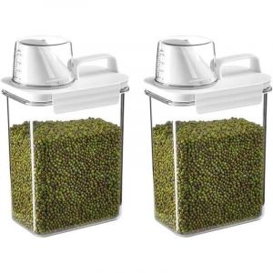 Aiperq - Boîte hermétique pour aliments secs (2 pièces), pot de riz de 1800 ml avec poignée et gobelet doseur. Distributeur de céréales et de farine