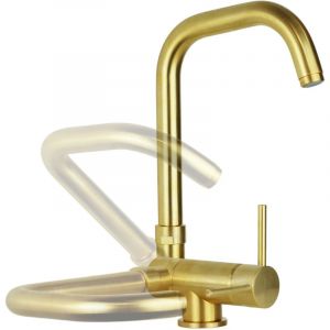 Gattoni Rubinetteria &ndash; Mitigeur de cuisine 6014765SG &ndash; Bec rabattable 360&deg; &ndash; Finition or bross&eacute; &ndash; Laiton de haute qualit&eacute; pour espaces restreints