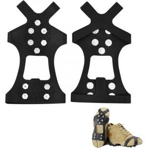 Semelles Crampons Anti Verglas Crampons de Neige pour Chaussure Id&eacute;al pour Randonn&eacute;e et Foot Antid&eacute;rapant Ajustable Compact et Facile &agrave; Transporter