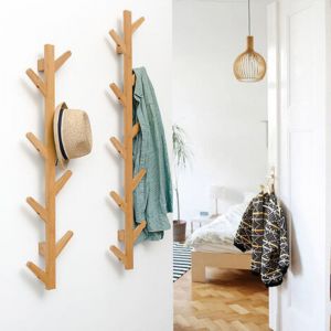 Porte Manteau Mural en Bois - Forme d&rsquo; Arbre - 8 Crochets，72598cm