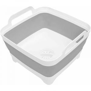 Bassine Pliable avec Trou d&rsquo;Evacuation - Volume 16 litres - Seau Pliable en avec Poign&eacute;es en Plastique - Evier Pliable pour la P&ecirc;che, Le Camping, Les