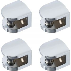 Support Étagère Verre Support d'Étagère Réglable et Adaptable d'Épaisseur de 7-9MM pour Salle de Bain, Fixation Murale à Vis, Finition Chrome Poli en