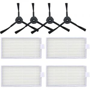 Lot de 4 brosses lat&eacute;rales de rechange pour iLife V5S/V5S Pro/V50/V5/X5/V3S/V3S Pro/V3L, comprend 4 brosses lat&eacute;rales, 4 filtres Hepa