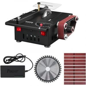 Meuleuse, mini scie d'&eacute;tabli 150 W et ponceuse &agrave; bande, scie circulaire &agrave; vitesse variable, profondeur de coupe de 30 mm, ponceuse de table avec 10