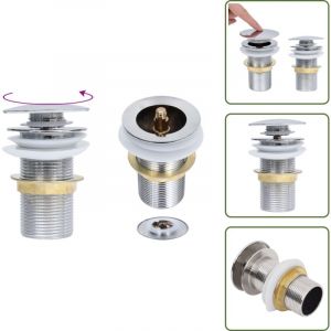 Vidaxl - Drain &agrave; poussoir sans d&eacute;bordement Chrome 6,4x6,4x9,1 cm - Robinet Lavabo - Robinetterie Salle De Bain - &Eacute;vacuation Lavabo - Siphon Lavabo