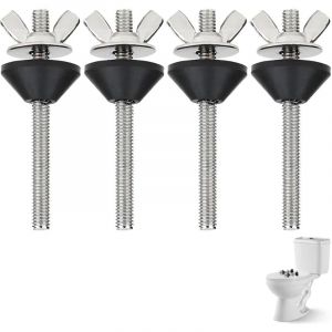 Lot de 4 joints de r&eacute;servoir de toilette, vis de chasse d'eau &agrave; po&ecirc;le, boulons de chasse d'eau, kit de fixation en acier inoxydable pour r&eacute;servoir de