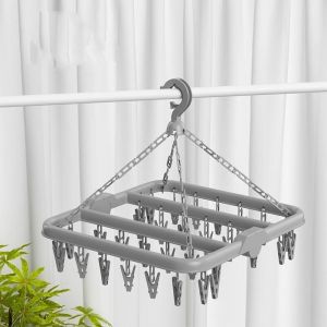 Support Chaussettes Etendoir, Etendoir Chaussette avec 32 Pinces pour sous V&ecirc;tements, Chaussettes, Durable Pinces &agrave; Linge en Plastique pour Int&eacute;rieur