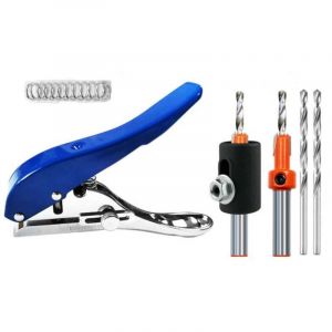 Perforatrice ronde portable en m&eacute;tal de 8 mm, adapt&eacute;e au papier kraft, aux billets, bleue (avec 2 forets frais&eacute;s de 3,2 mm)