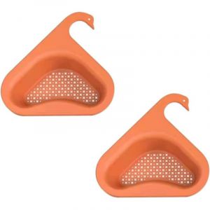 &Eacute;gouttoir triangulaire double couche, passoire alimentaire de cuisine, &eacute;gouttoir d'angle, filtre &agrave; eau, orange, lot de 2