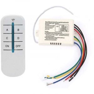 ZVD Commutateur de T&eacute;l&eacute;commande sans Fil 4 Voies 220V R&eacute;cepteur Mural Num&eacute;rique Module &Eacute;metteur Interrupteur Mural &agrave; Distance+R&eacute;cepteur &eacute;metteur pour