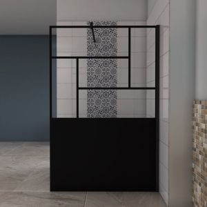 Aica Sanitaire - aica Paroi de douche style Atelier 90x200cm,avec une barre de fixation carr&eacute;e 140cm,8mm verre anticalcaire,Paroi douche