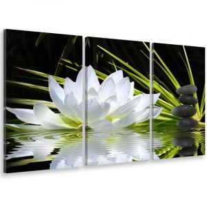 Tableau triptyque deco ambiance zen et fleur de lotus - 90x60 cm