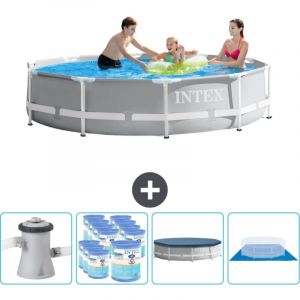 Intex - Piscine ronde à cadre prisme 305 x 76 cm - Grise - Comprend des Accessoires CB88