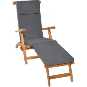 Matelas Coussin pour Bain de soleil LoftLux dc Graphite, 175x45x5 cm - Beautissu