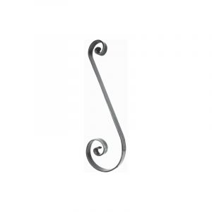 Volute en s inégale finition queue de carpe - Hauteur 780mm Largeur 125mm Plat lisse 40x8mm - Fer forgé - à souder Deco Fer Forge