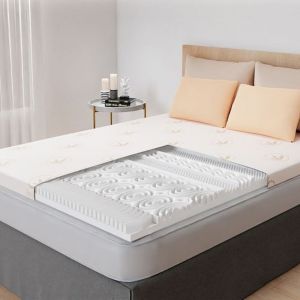 Surmatelas 140 x 190 cm Mousse &agrave; Memoire de Forme + Housse en Bambou - Sur-Matelas Simple - 13 Zones de Soutien - pour Matelas, Clic Clac, BZ