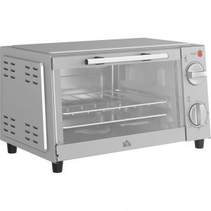 Four posable &eacute;lectrique 9L avec plaque cuisson 100 &deg;C - 230 &deg;C temp&eacute;rature r&eacute;glables minuteur 60 mins argent