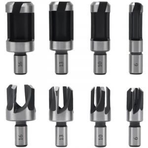 8 Pi&egrave;ces Fraise &agrave; Bouchonner Bois, M&egrave;che &agrave; Bouchon Bois 6 mm/10 mm/13 mm/16 mm, Acier Carbone Bois Plug Perceuse pour le Travail du Bois, Forets &agrave;