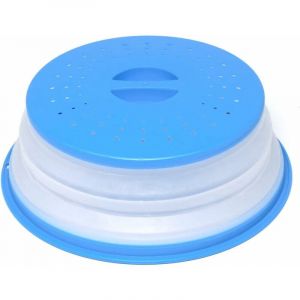 Cloche Micro Ondes- Couvercle Pliable Couverture de Protection Anti-éclaboussures Passoire pour Fruits et Légumes sans bpa et Non Toxique (Bleu) Fei