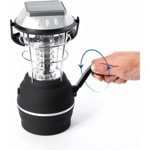 Lanterne Solaire, Lampe de Camping LED Ultra Bright, 2 Modes D'&eacute;clairage R&eacute;glable, 5 M&eacute;thodes de Charge, avec Dynamo &agrave; maniv, Longue Dur&eacute;e